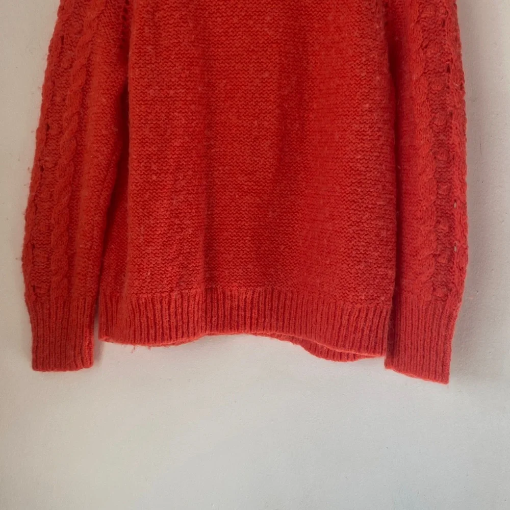 J. Crew M Cable-Knit Pointelle Sweater
